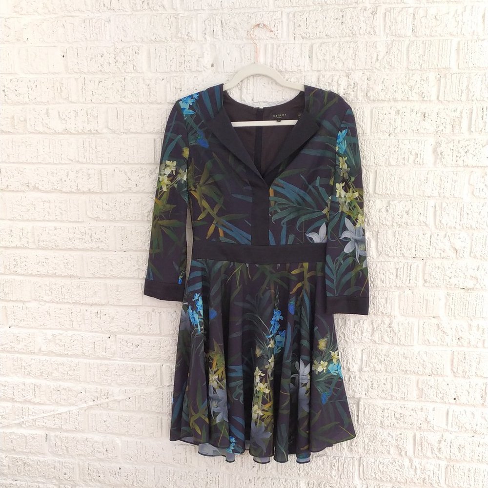 TED BAKER LONDON SILK PRINT DRESS